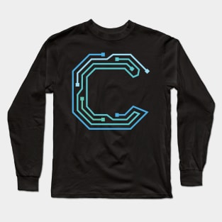 Alphabet C Circuit Typography Design Long Sleeve T-Shirt